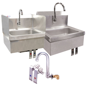 HAND SINKS WITH KNEE VALVES AND ACCESSORIES